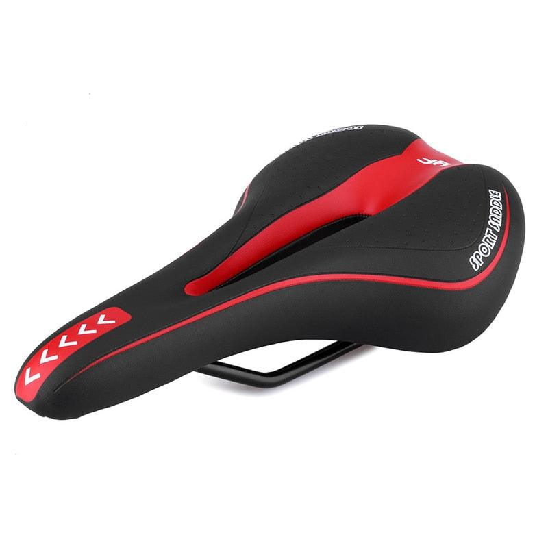 Stevvex bicycle saddle black with red trim silicone cushion PU leather surface on Tampa Home & Garden Store