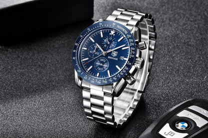 Stevvex men's blue dial stainless steel chronograph watch ST665NURAZ44 waterproof on Tampa Home & Garden Store