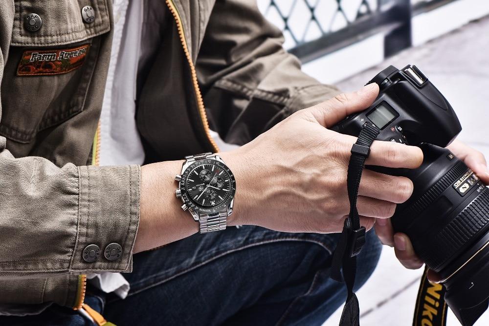 Stevvex ST665NURAZ44 men's silver blue stainless steel analog chronograph watch on Tampa Home & Garden Store