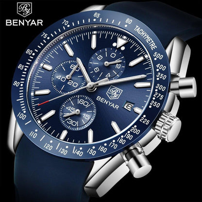 Stevvex ST665NURAZ44 blue dial chronograph watch with stainless steel case and blue strap on Tampa Home & Garden Store