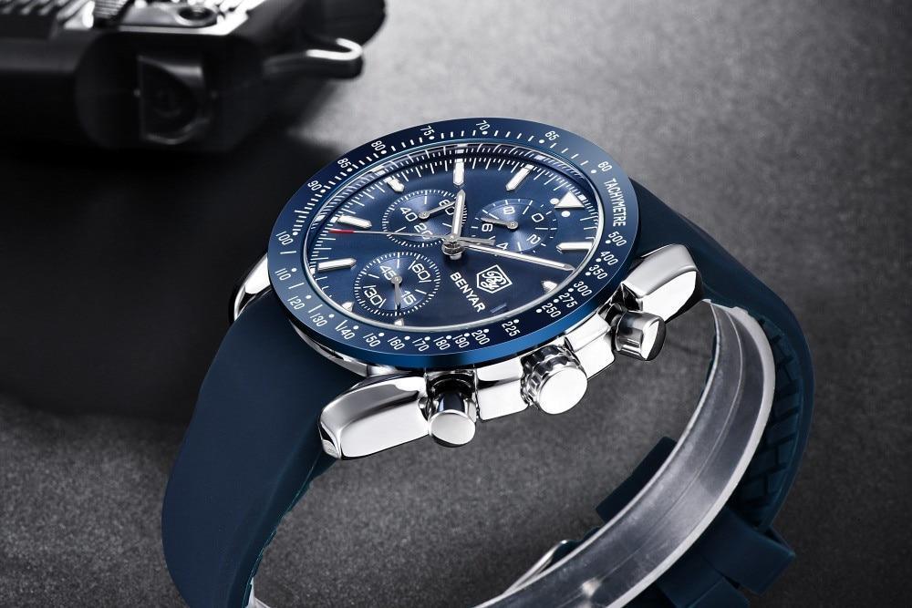 Stevvex ST665NURAZ44 blue dial stainless steel chronograph watch with silicone strap on Tampa Home & Garden Store