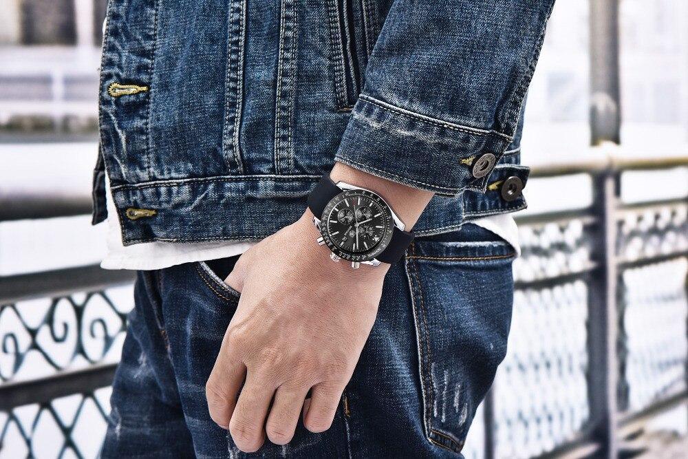 Stevvex men's chronograph steel watch with black strap on Tampa Home & Garden Store