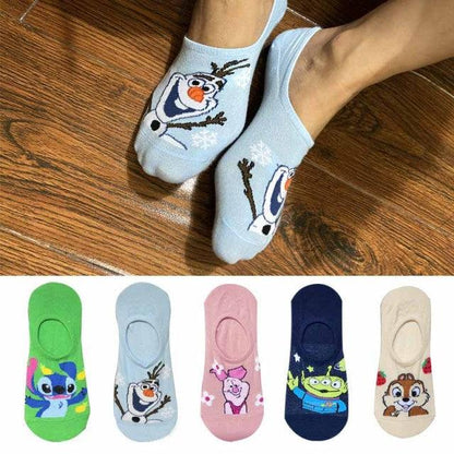 Stevvex ankle socks 5-pair cotton set with cartoon animals; Olaf light-blue design on Tampa Home & Garden Store