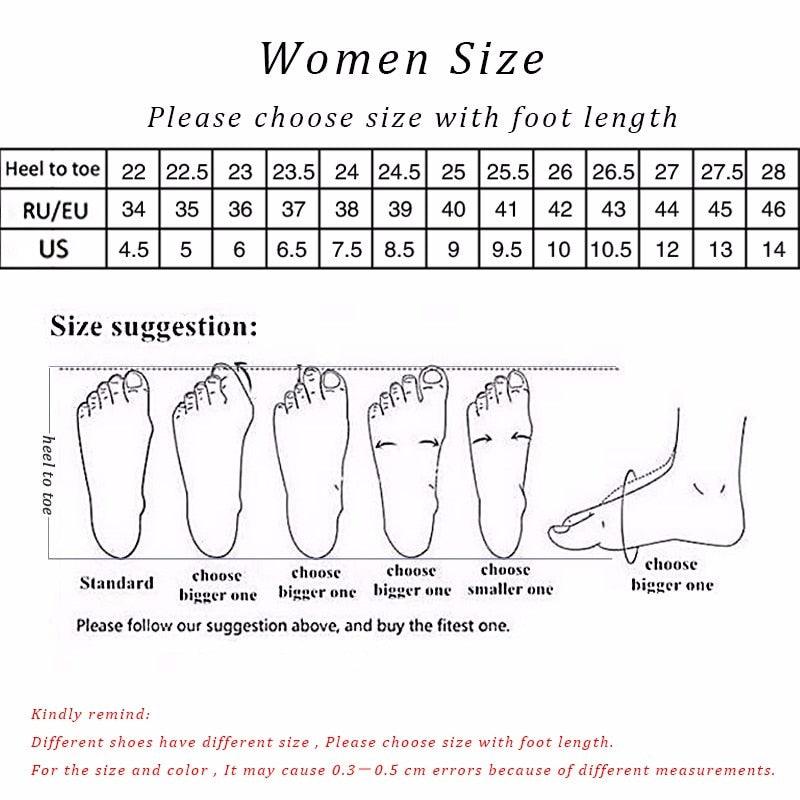 Stevvex women's sneakers size chart with foot length grid and size suggestions on Tampa Home & Garden Store