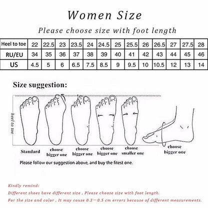 Stevvex women's sneakers size chart with foot length grid and size suggestions on Tampa Home & Garden Store