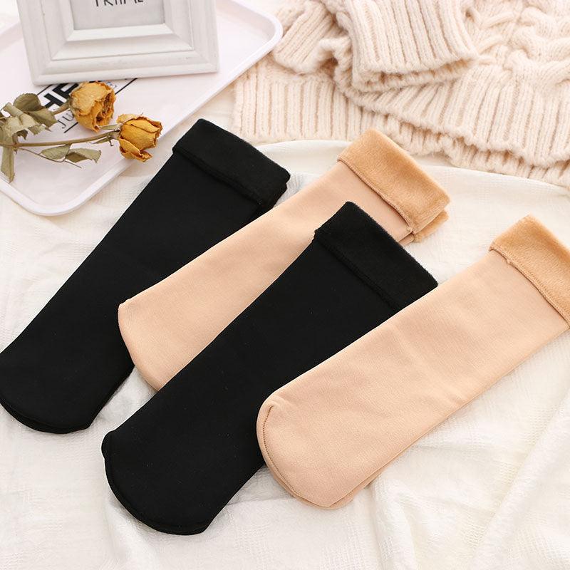 Winter crew socks 3-pair set by Stevvex, thick thermal wool cashmere, black and beige on Tampa Home & Garden Store