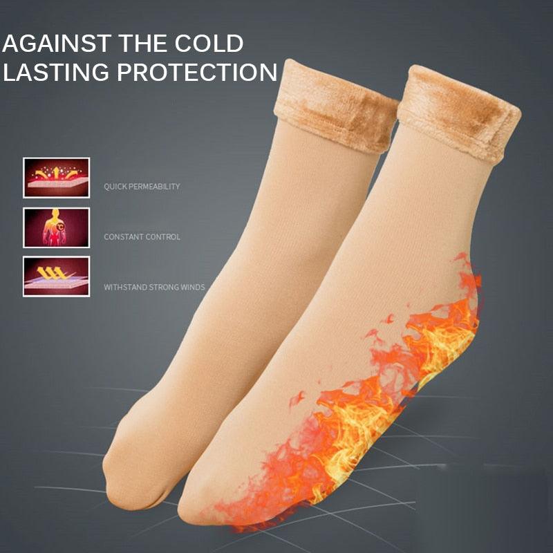 Stevvex 3-pair women's winter wool-cashmere crew socks beige with fur cuff and flame soles on Tampa Home & Garden Store