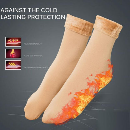 Stevvex 3-pair women's winter wool-cashmere crew socks beige with fur cuff and flame soles on Tampa Home & Garden Store