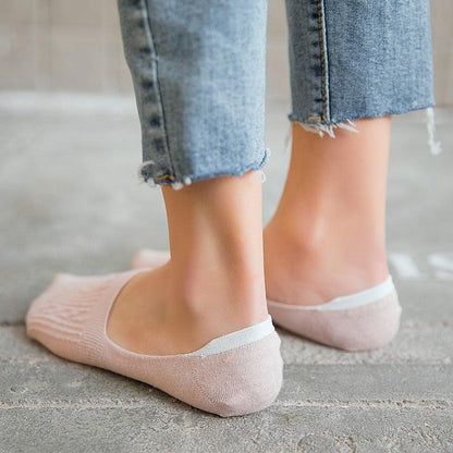 Stevvex pink cotton slipper socks, low-cut ankle style with soft non-slip grip for women on Tampa Home & Garden Store