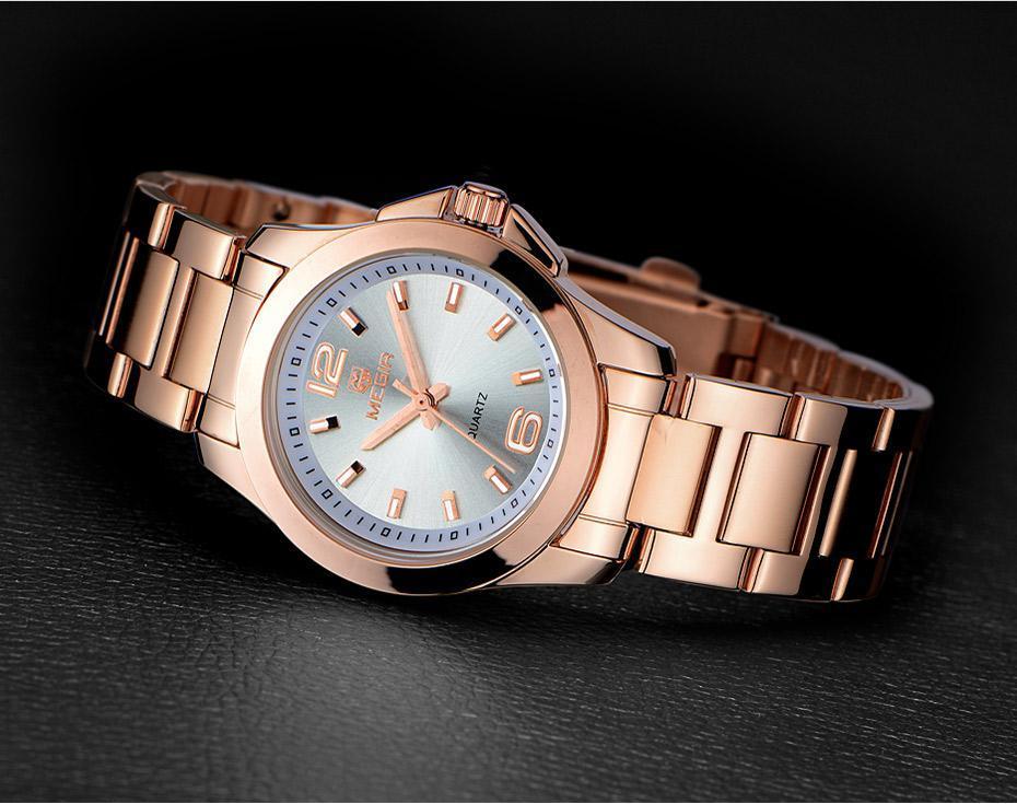 Stevvex ST575LOMYIM4 women's rose-gold round watch with silver dial and linked bracelet on Tampa Home & Garden Store