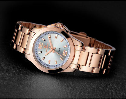 Stevvex ST575LOMYIM4 women's rose-gold round watch with silver dial and linked bracelet on Tampa Home & Garden Store