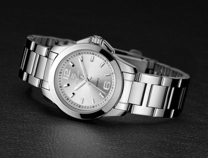 Stevvex women's stainless steel round watch ST575LOMYIM4 silver dial quartz waterproof on Tampa Home & Garden Store