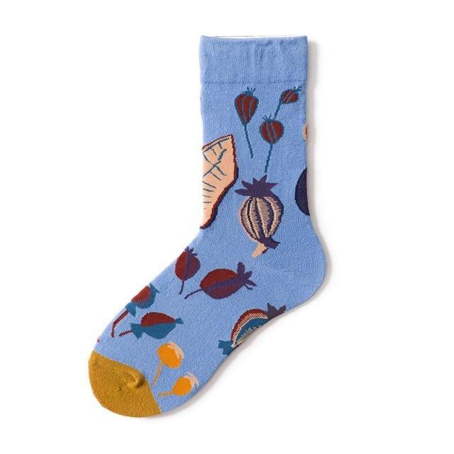 Novelty crew socks Stevvex blue abstract oil painting print cotton on Tampa Home & Garden Store