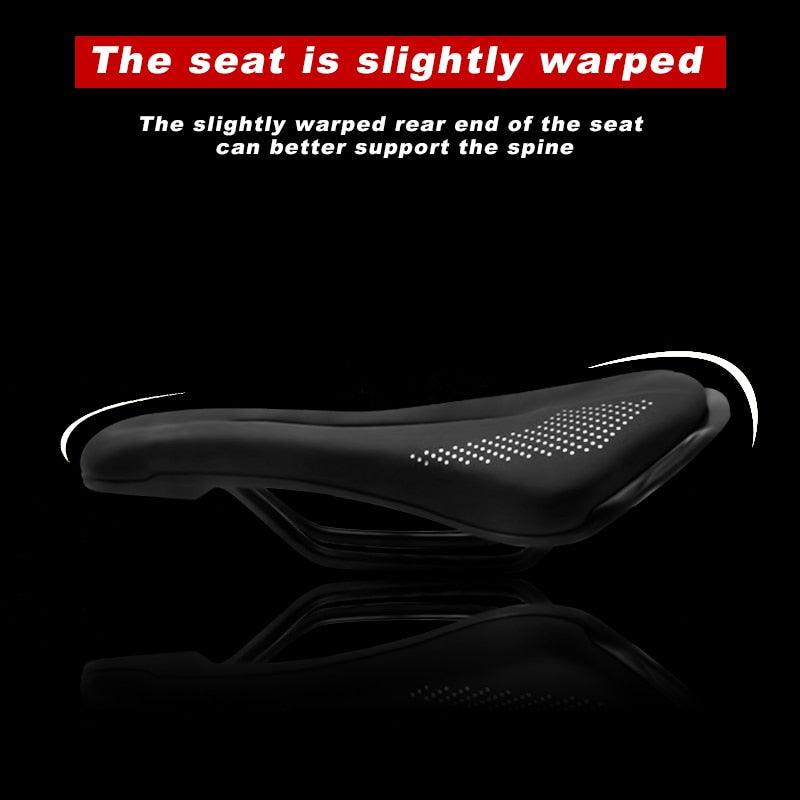 Stevvex bike saddle with memory foam, black PU leather, steel rails, skid-proof road MTB seat on Tampa Home & Garden Store