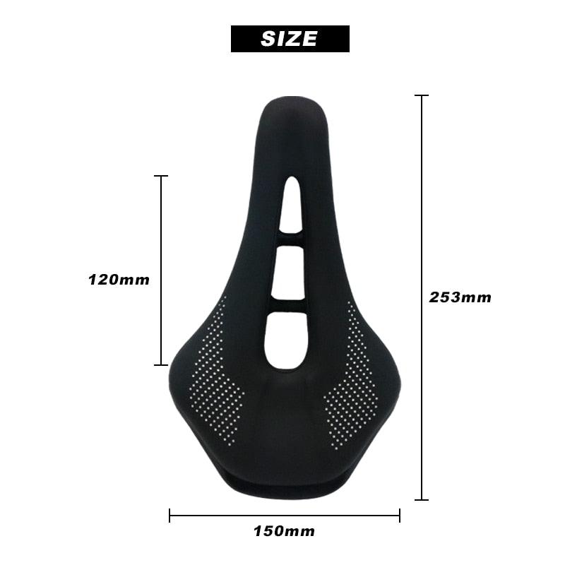 Stevvex bicycle saddle memory foam cushion, black PU leather, steel rails, 150x253mm on Tampa Home & Garden Store