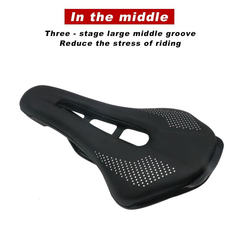 Bicycle saddle Stevvex black PU leather memory foam cushion, skid-proof design on Tampa Home & Garden Store