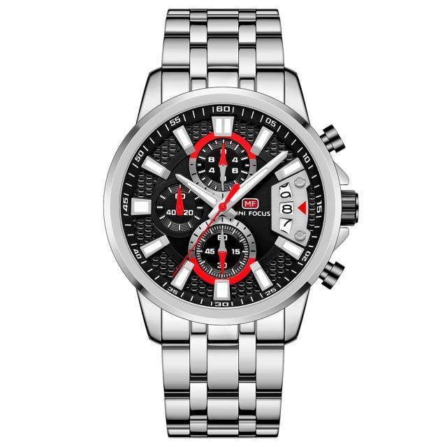 Sport Multifunctional Luxury Mens Watch with stainless steel bracelet and black dial by Stevvex on Tampa Home & Garden Store