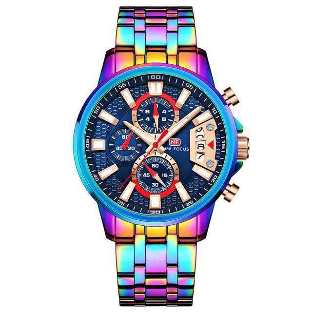 Stevvex sport watch rainbow bracelet blue dial chronograph Tampa Home & Garden on Tampa Home & Garden Store
