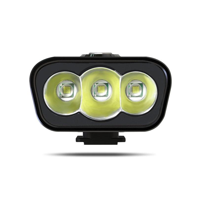 Bike headlight set Stevvex 3-LED USB rechargeable 10000mAh front light for night riding on Tampa Home & Garden Store