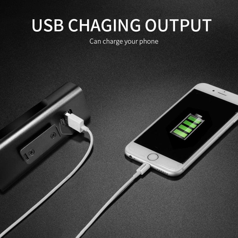 Bike light USB rechargeable 10000mAh battery pack powers smartphone via USB cable on Tampa Home & Garden Store