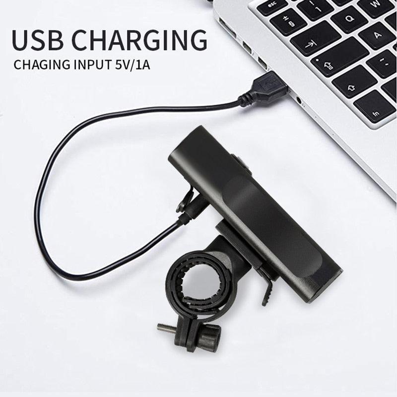 Bike light set Stevvex, USB rechargeable 10000mAh front LED headlight with adjustable mount on Tampa Home & Garden Store