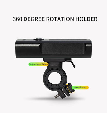 Black bicycle light mounting clamp with 360-degree rotation and non-slip mat on Tampa Home & Garden Store