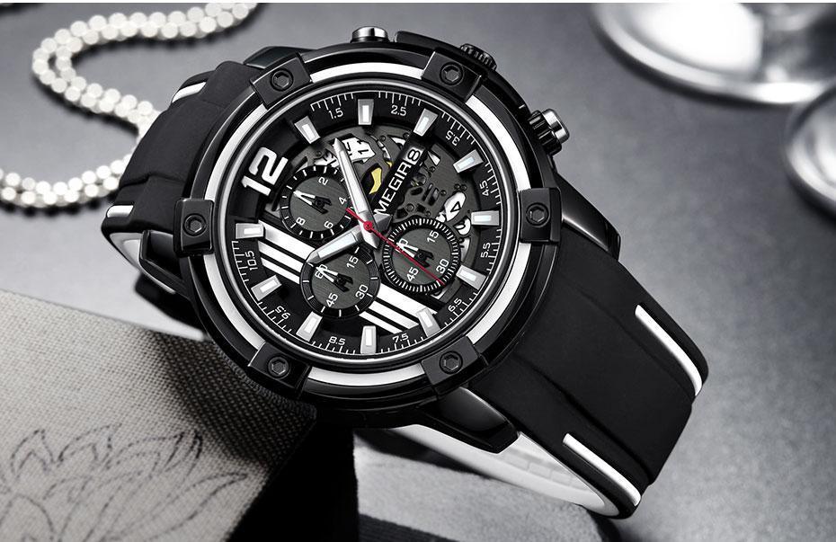 Stevvex black quartz watch with silicone strap, luminous hands on Tampa Home & Garden Store