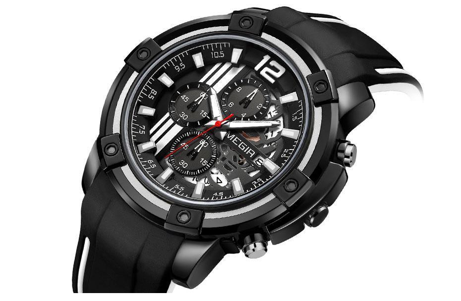 Stevvex ST621GNELIX1 modern men's black quartz watch with silicone strap and luminous hands on Tampa Home & Garden Store