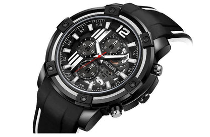 Stevvex ST621GNELIX1 modern men's black quartz watch with silicone strap and luminous hands on Tampa Home & Garden Store