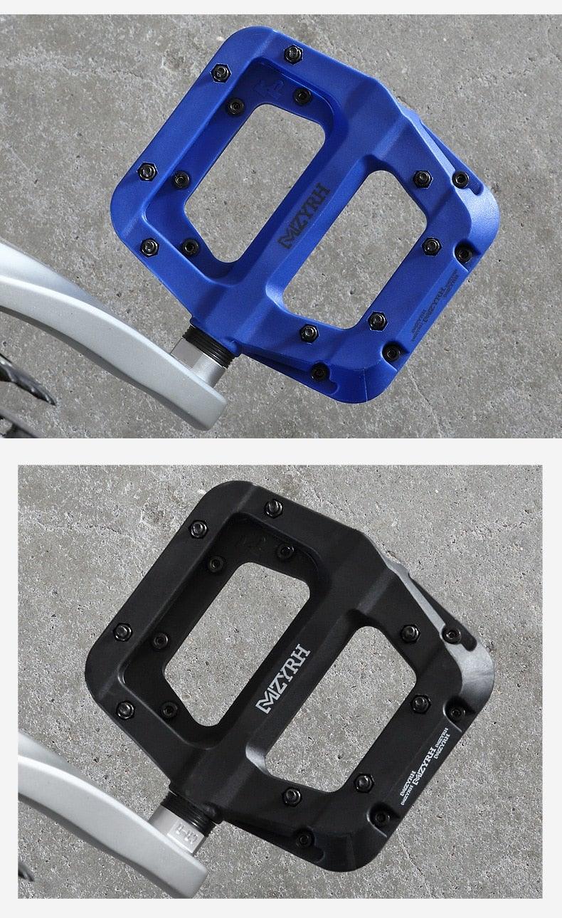 Stevvex ultralight seal-bearing flat bicycle pedals, blue and black aluminum platform pair on Tampa Home & Garden Store