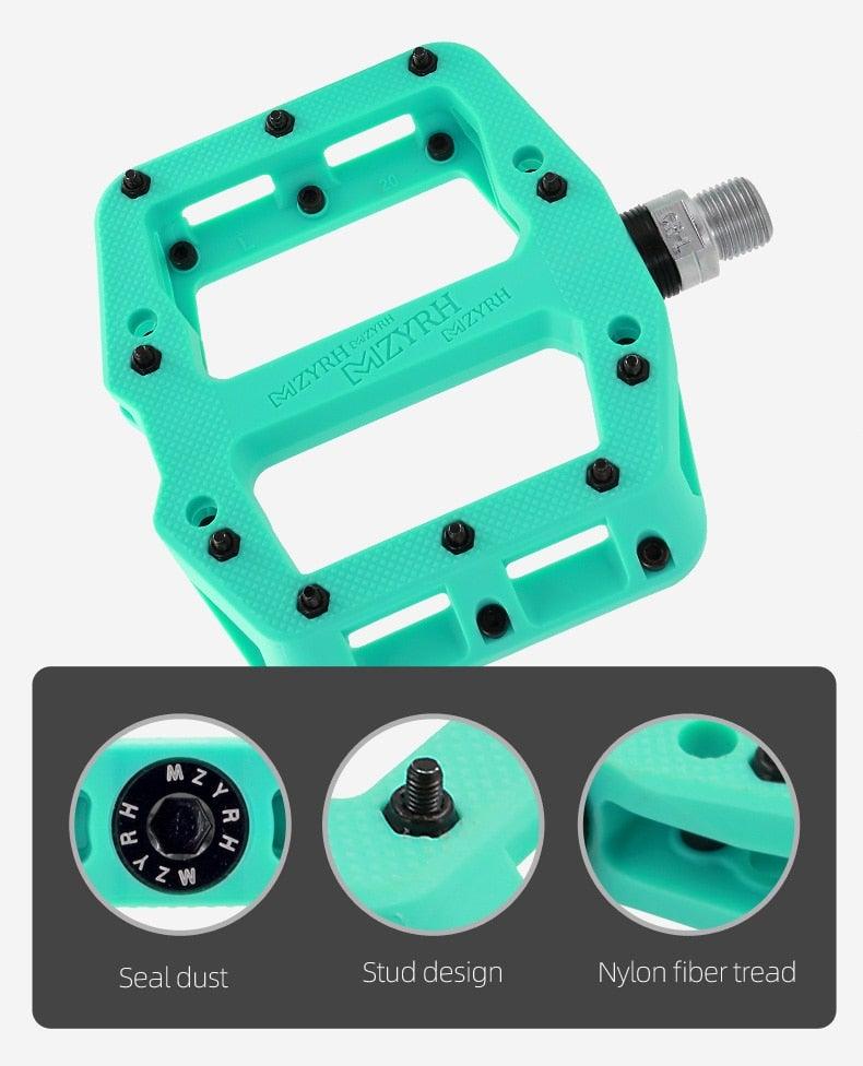Stevvex flat platform bicycle pedal turquoise nylon fiber tread seal bearings on Tampa Home & Garden Store