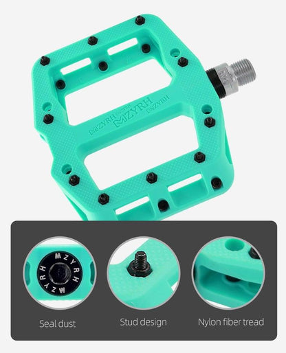 Stevvex flat platform bicycle pedal turquoise nylon fiber tread seal bearings on Tampa Home & Garden Store