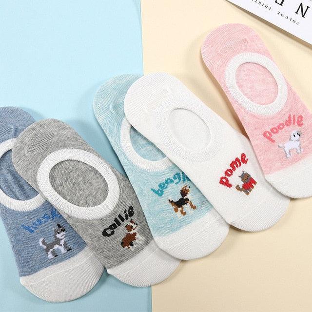 Stevvex ankle socks 5-pair Harajuku animal set in pastel hues with animal designs on Tampa Home & Garden Store