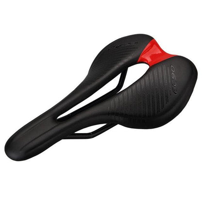 Stevvex road bike saddle PU ultralight, black with red rear accent, lightweight racing seat on Tampa Home & Garden Store