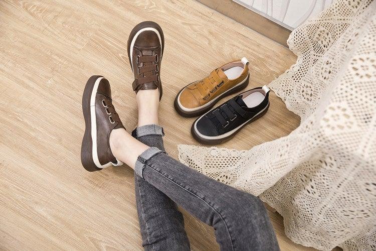 Stevvex leather women's sneakers brown with white sole; tan and black colorways visible on Tampa Home & Garden Store