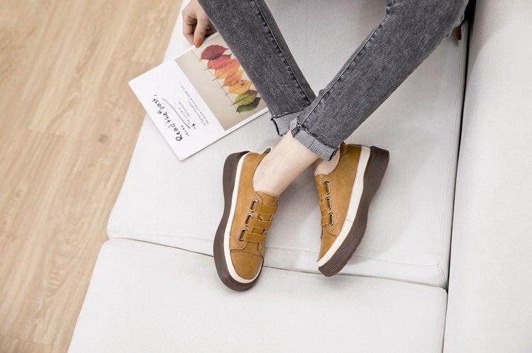 Stevvex luxury leather women's sneakers mustard tan casual flat walking shoes on Tampa Home & Garden Store