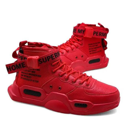 High Top Red Sneakers for Men Hip Hop Style