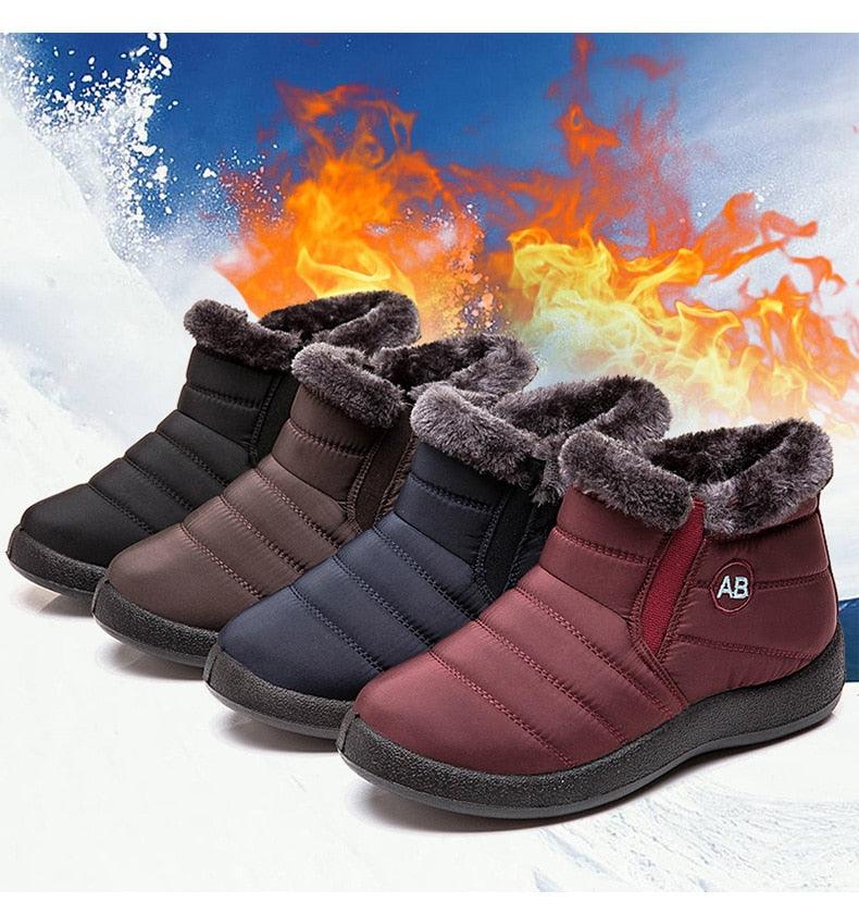 Women waterproof snow boots Stevvex fur-lined slip-on winter boots 5-color set on Tampa Home & Garden Store