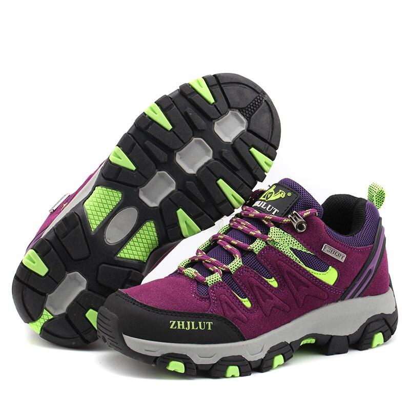 Stevvex Zhjut hiking shoes purple upper neon green accents rugged non-slip outsole on Tampa Home & Garden Store