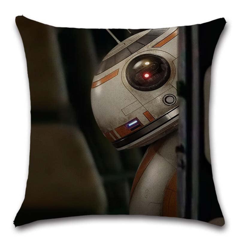 Throw pillow cover with cartoon robot pattern in orange and white, polyester linen by Stevvex on Tampa Home & Garden Store