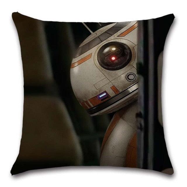 Throw Pillow Cover with cartoon robot pattern in white and orange for sofa on Tampa Home & Garden Store