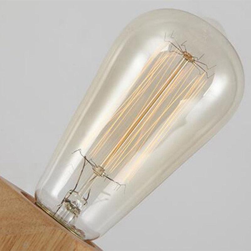 Stevvex E27 table lamp with wooden base, clear glass Edison bulb and vintage filament, EU plug on Tampa Home & Garden Store