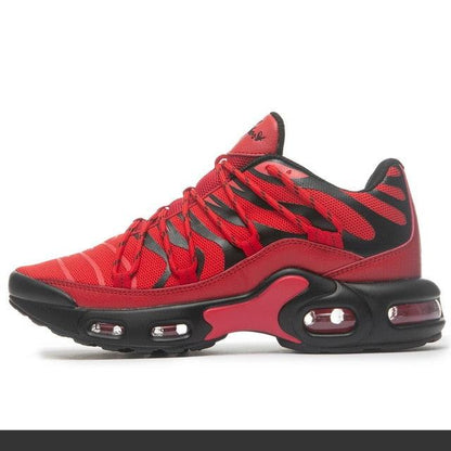 Air Cushion Mens Sport Running Shoes Stevvex red black sneakers with visible air sole on Tampa Home & Garden Store