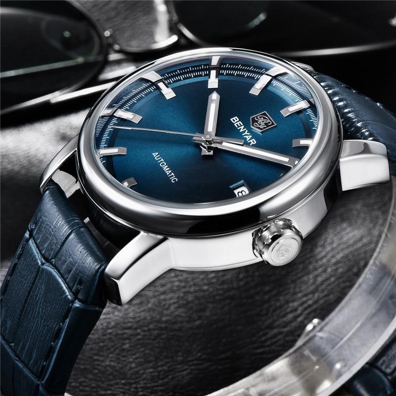 Men Mechanical Watch On Leather and Steel Strap