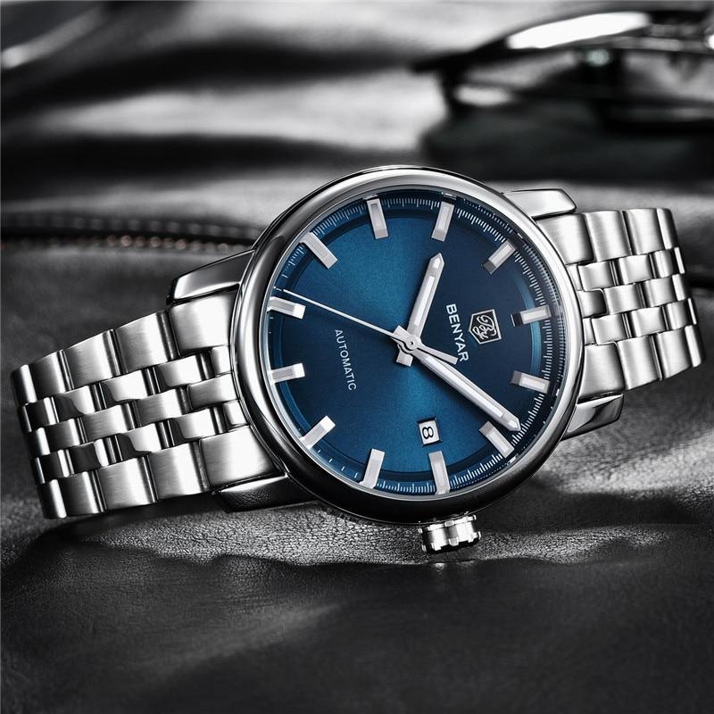 Stevvex stainless steel sport watch with blue dial, automatic movement and date display on Tampa Home & Garden Store