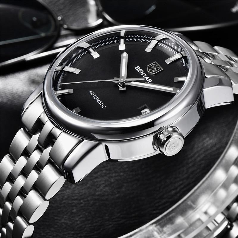 Stevvex automatic men's wristwatch with stainless steel bracelet and black dial on Tampa Home & Garden Store