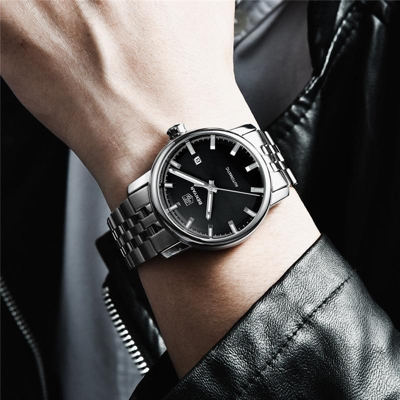 Stevvex ST355KNUZIKI5 wristwatch with stainless steel bracelet black dial and date window on Tampa Home & Garden Store