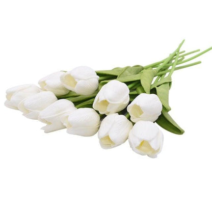 Calla lily artificial bouquet 10 stems white real-touch flowers with leaves Stevvex on Tampa Home & Garden Store