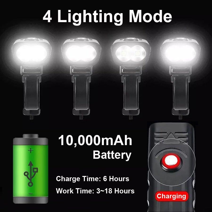 Bike light Stevvex USB rechargeable 3000 lumens LEDs with 4 modes 10000mAh battery on Tampa Home & Garden Store