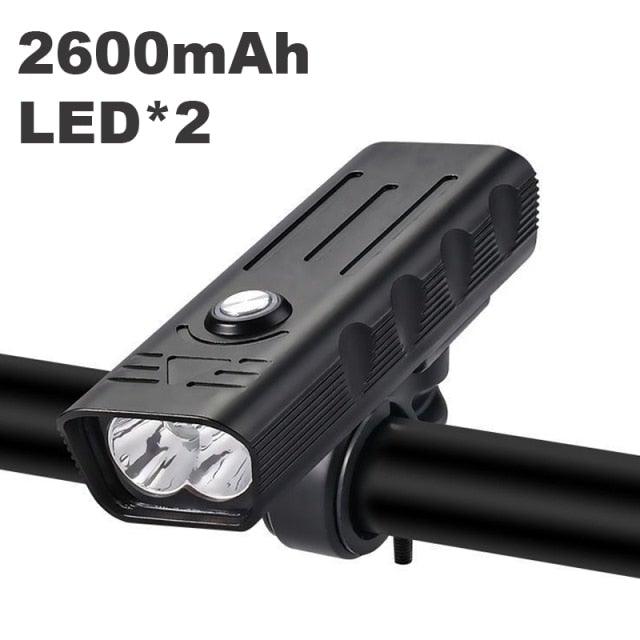 Stevvex bike headlight USB rechargeable dual-LED front light, black handlebar mount on Tampa Home & Garden Store